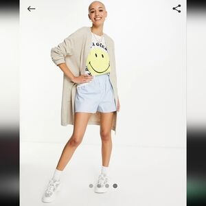 STRADIVARIUS longline cardigan in ecru